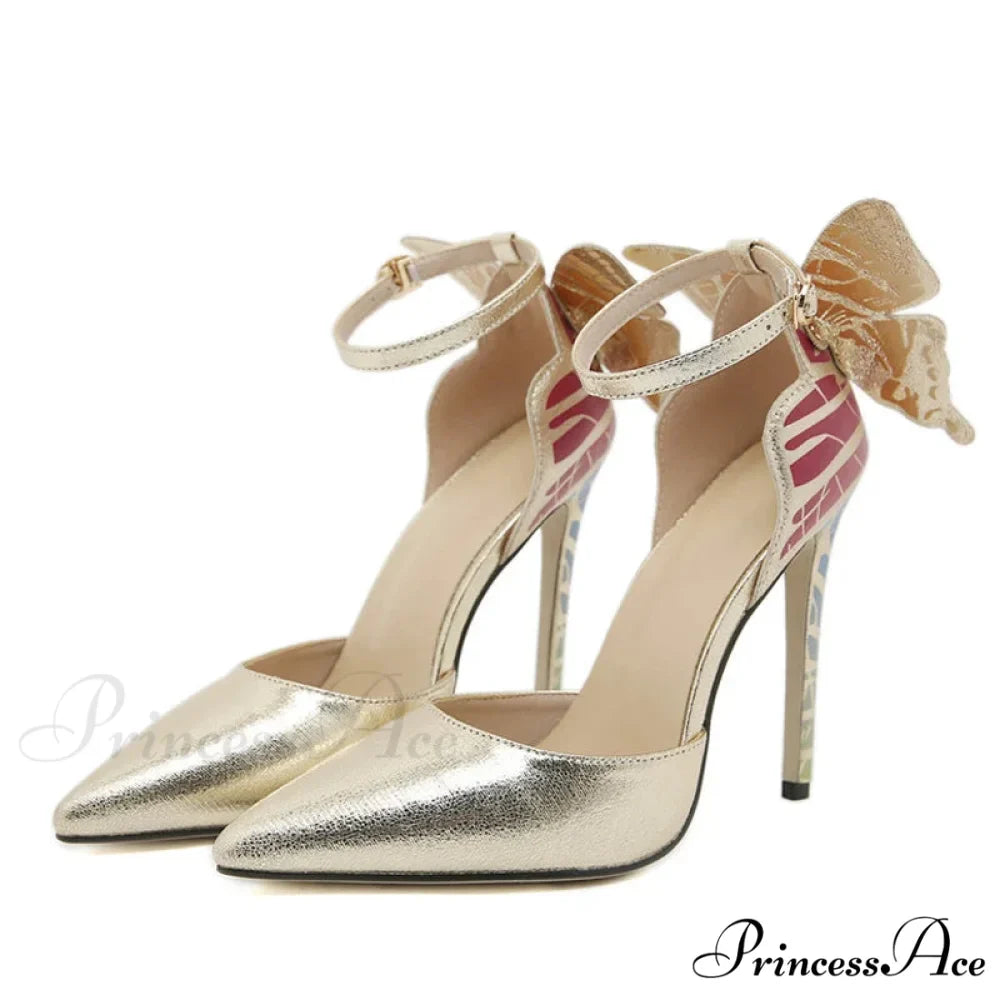 Sexy Pointed-Toe Slingback Pumps Butterfly Designer Stiletto WeddingFashion High Heel