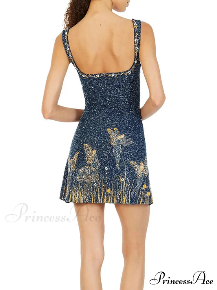 Sexy Print Sequin Party Dress