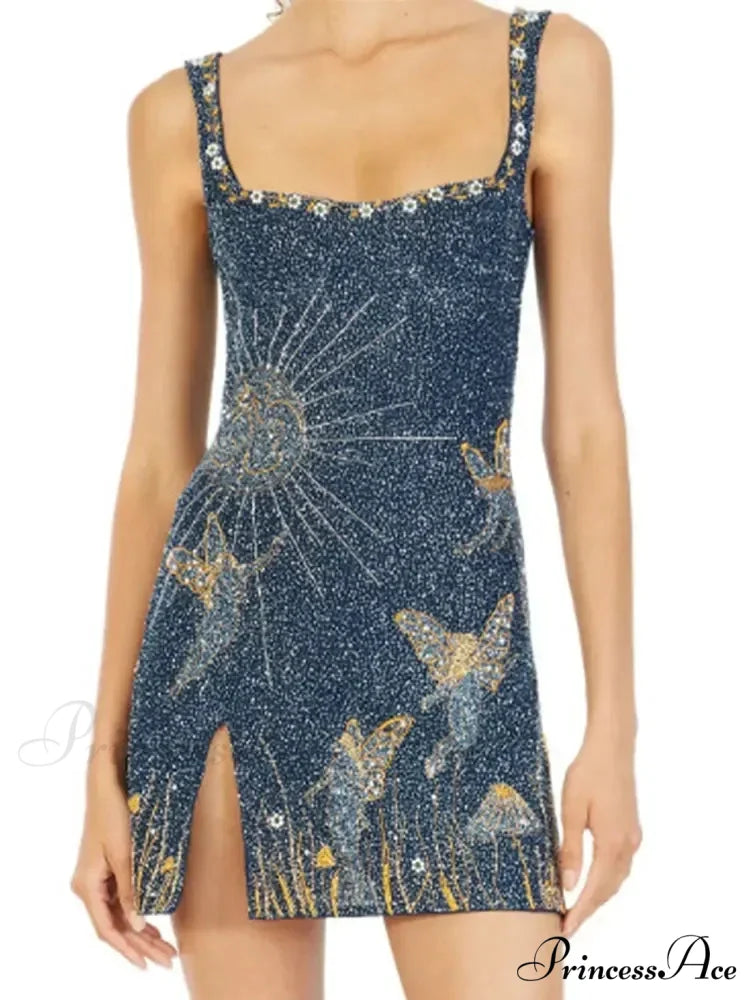 Sexy Print Sequin Party Dress