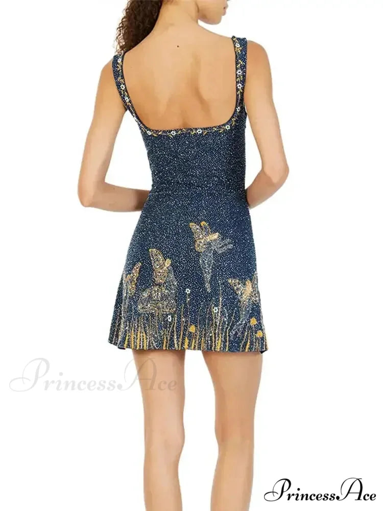 Sexy Print Sequin Party Dress
