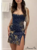 Sexy Print Sequin Party Dress