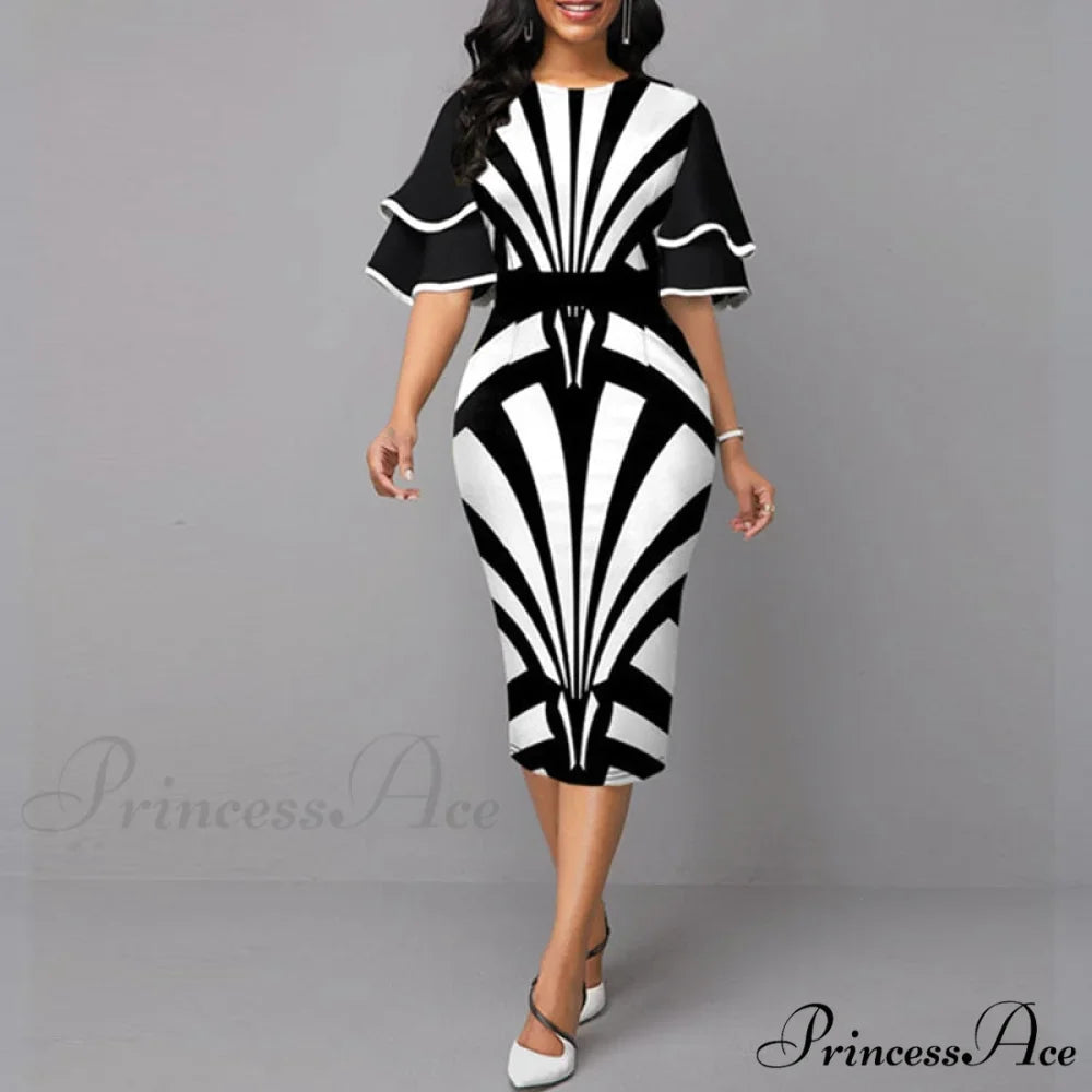 Sexy Ruffle Sleeves Slim Fit Bodycon Dress