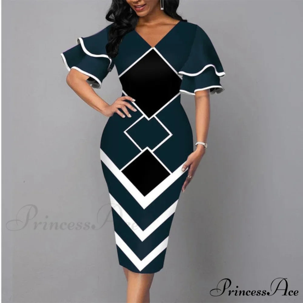 Sexy Ruffle Sleeves Slim Fit Bodycon Dress