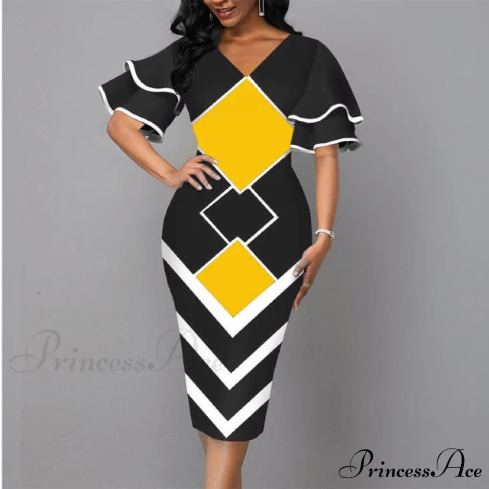 Sexy Ruffle Sleeves Slim Fit Bodycon Dress