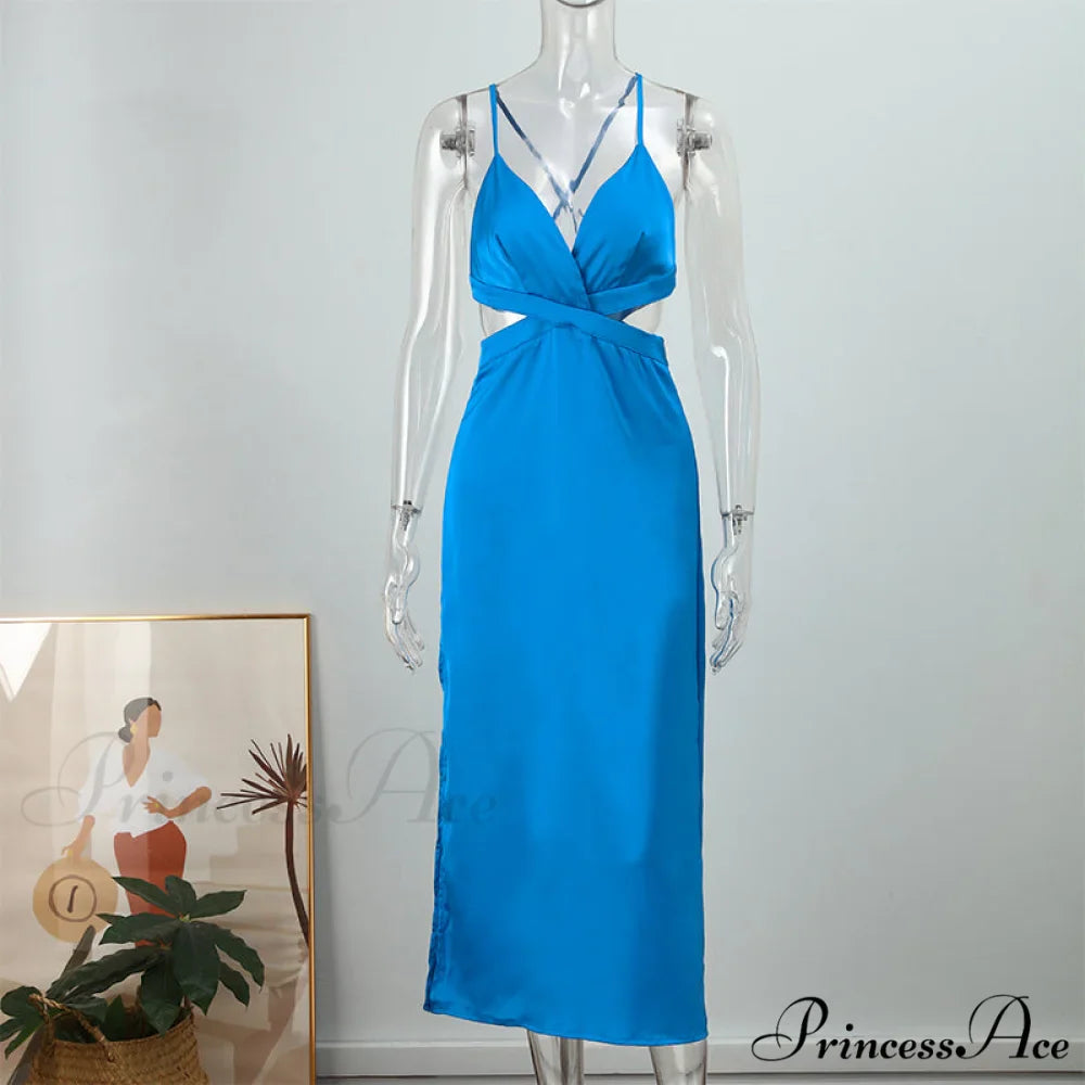 Sexy Satin Tube Top Midi Skirts