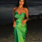 Sexy Satin Tube Top Midi Skirts