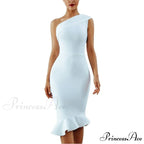 Sexy Shiny Glitter Off Shoulder Ruffles Slit Midi Dress