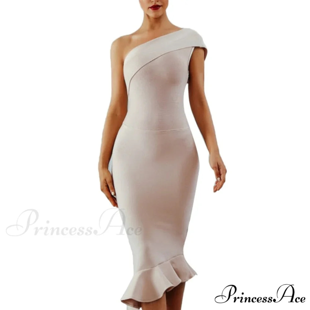 Sexy Shiny Glitter Off Shoulder Ruffles Slit Midi Dress