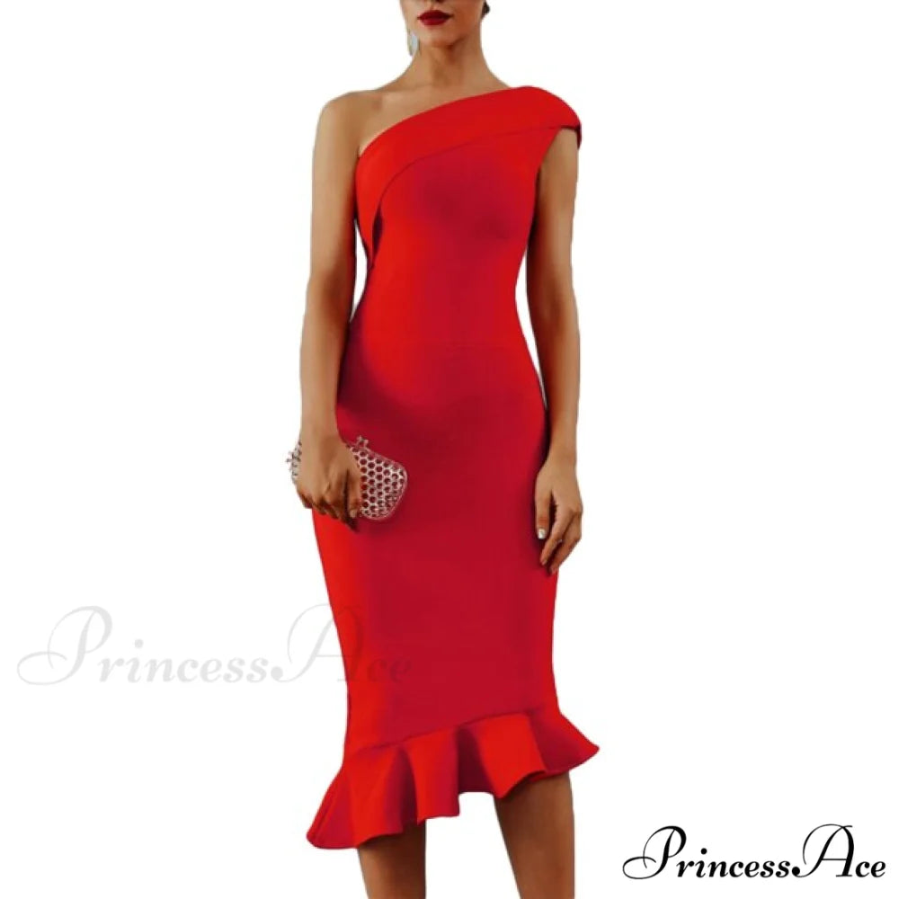 Sexy Shiny Glitter Off Shoulder Ruffles Slit Midi Dress