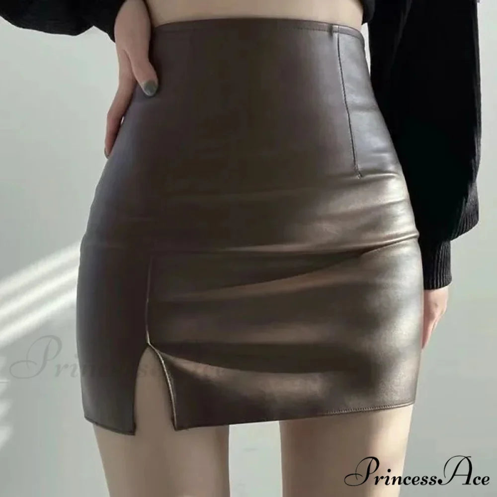 Sexy Skinny High Waist Side Split Korean Chic Black Comfortable Mini Skirt