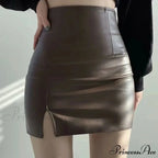 Sexy Skinny High Waist Side Split Korean Chic Black Comfortable Mini Skirt