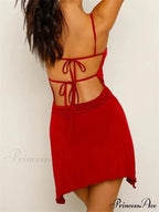 Sexy Slash Neck Summer A line Spaghetti Mini Dress