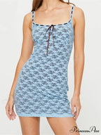 Sexy Sleeveless Strap Tie up Lace Floral Mini Dress