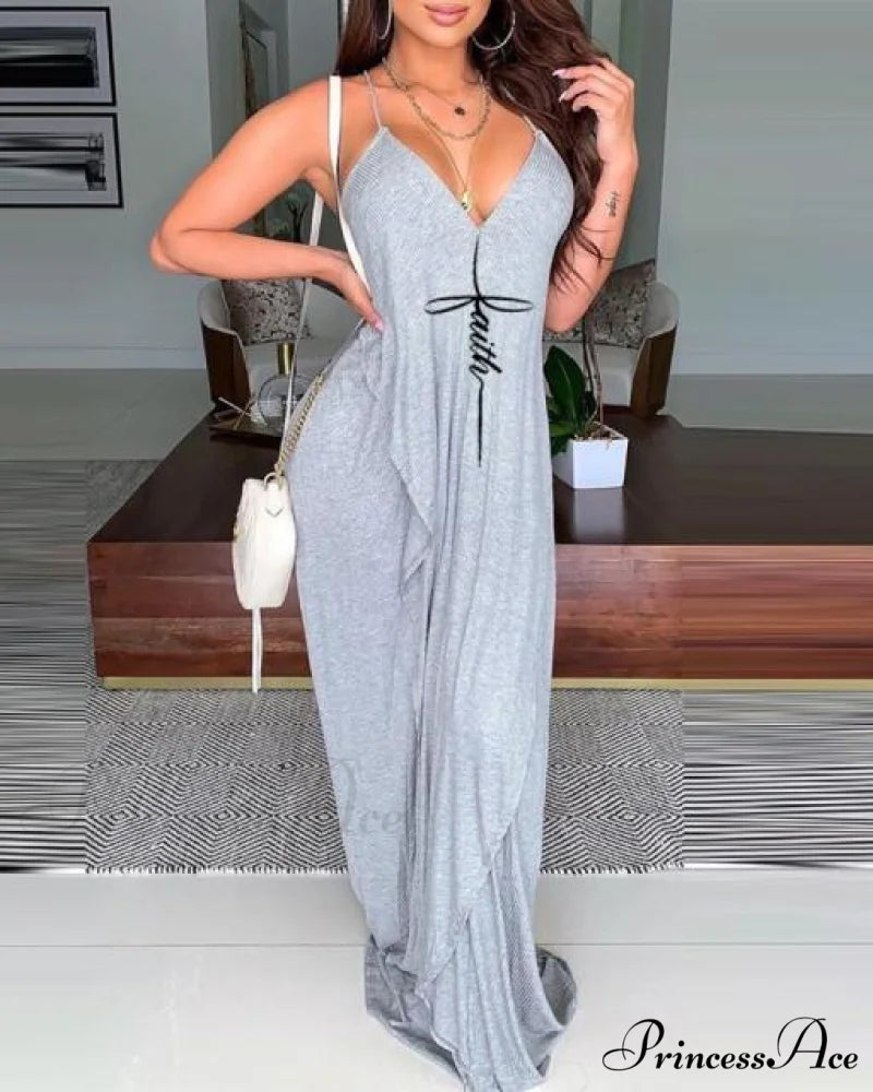 Sexy Sleeveless V Neck Comfortable Spaghetti Strap Dress