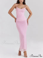 Sexy Slim Fit Hip-Hugging Graceful Slit Mesh Long Skirt