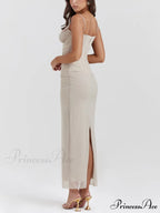 Sexy Slim Fit Hip-Hugging Graceful Slit Mesh Long Skirt