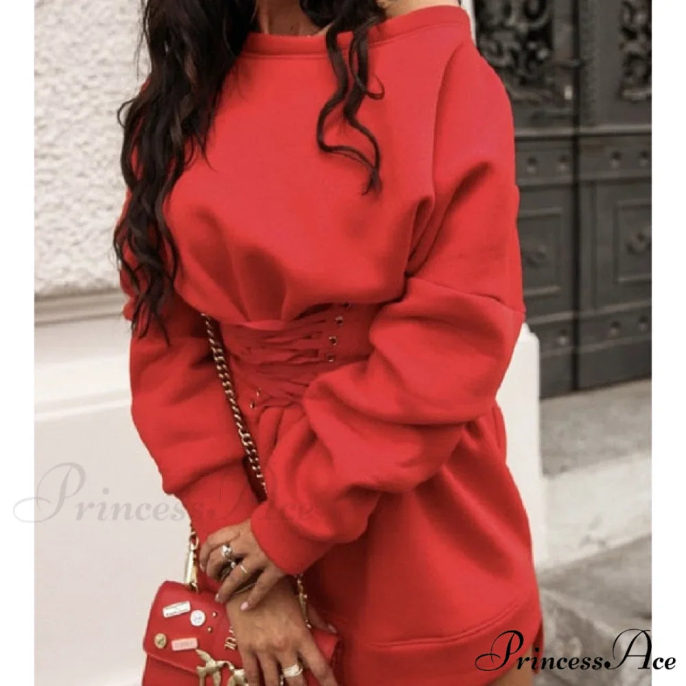 Sexy Slim High Waist Lace Up Mini Dress