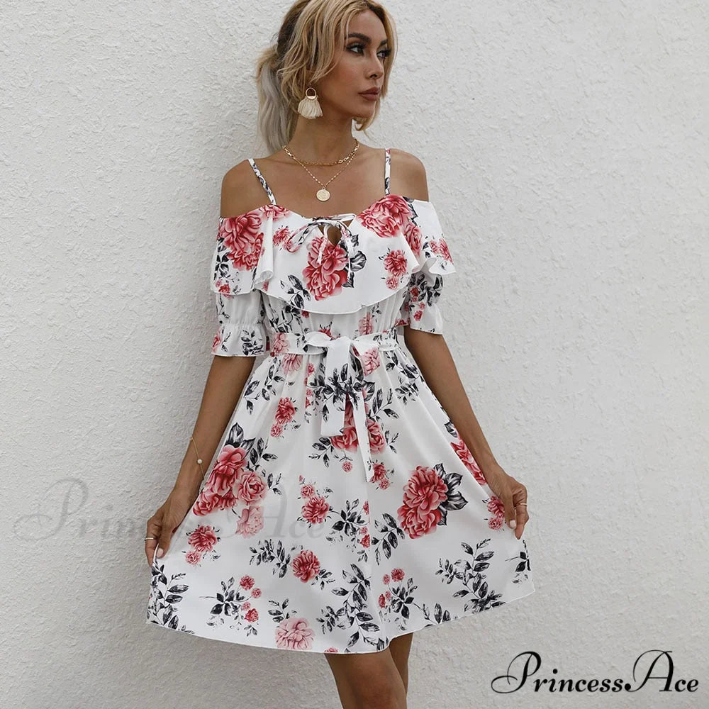 Sexy Spaghetti Strap Floral Print Mini Dress