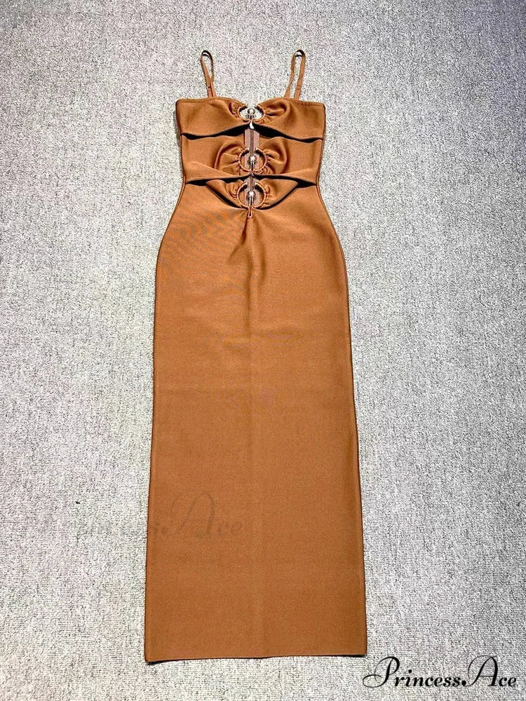 Sexy Spaghetti Strap Hollow Out Bandage Black Green Sleeveless Christmas Party Dress