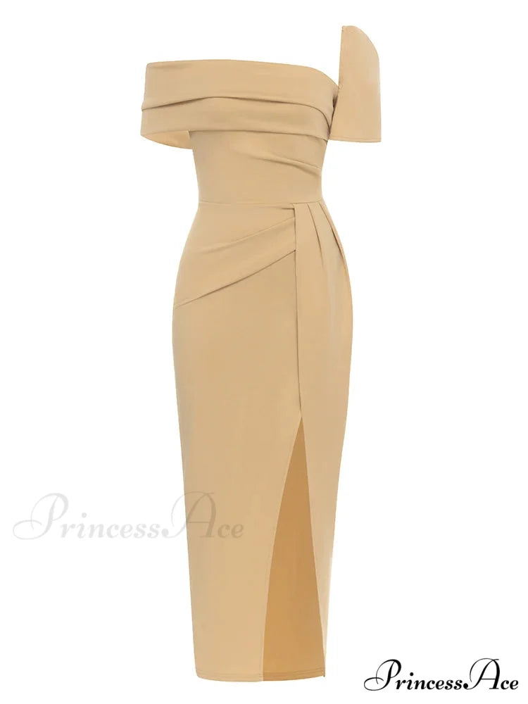 Sexy Square Collar Folds Design Long Dress Short Sleeves Christmas Party Dress