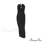 Sexy Strapless Slim Hollow Out Maxi Red Christmas Party Dress