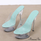 Sexy Transparent Nightclub High Platform Slippers Open-Toe Summer Catwalk Sexy Stylish High Heel