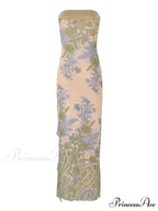 Sexy Tube for Women Irregular Hem Tassel Strapless Off Shoulder Ruffle High Split Vestido