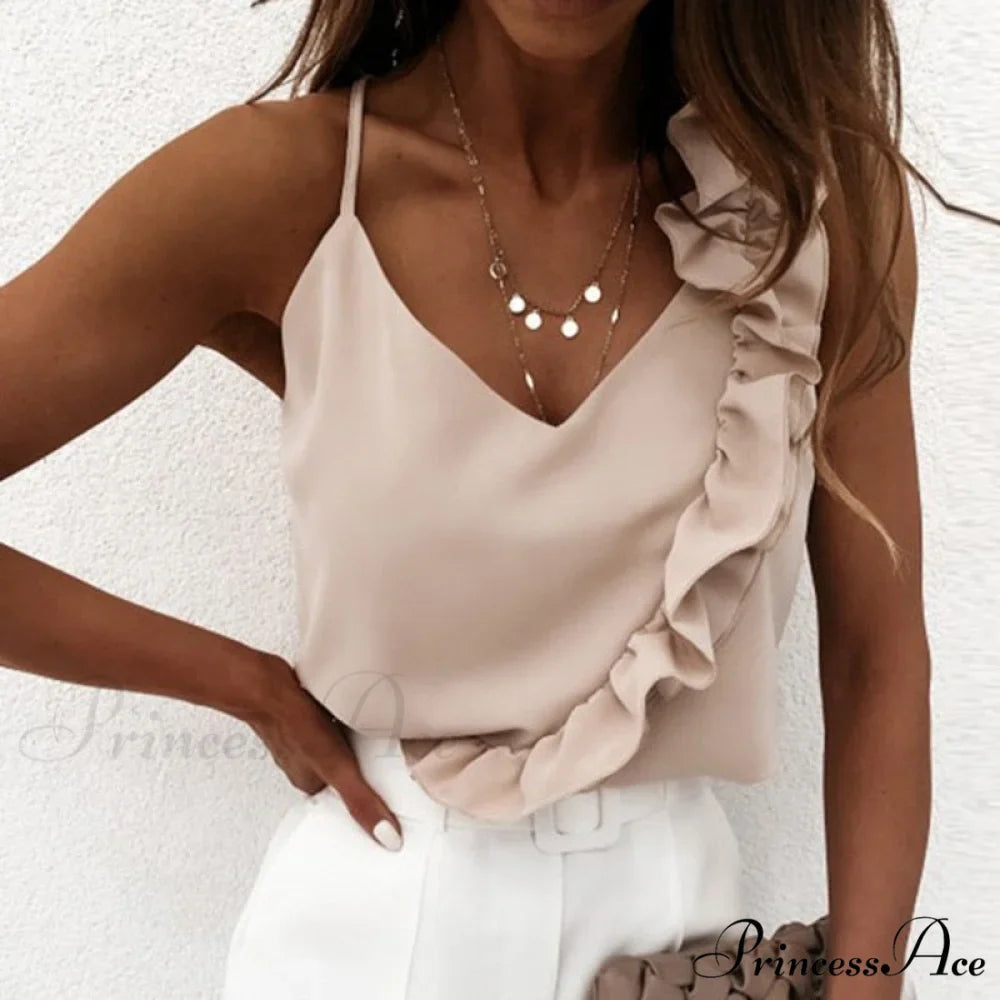 Sexy V Neck Ruffle Blouses