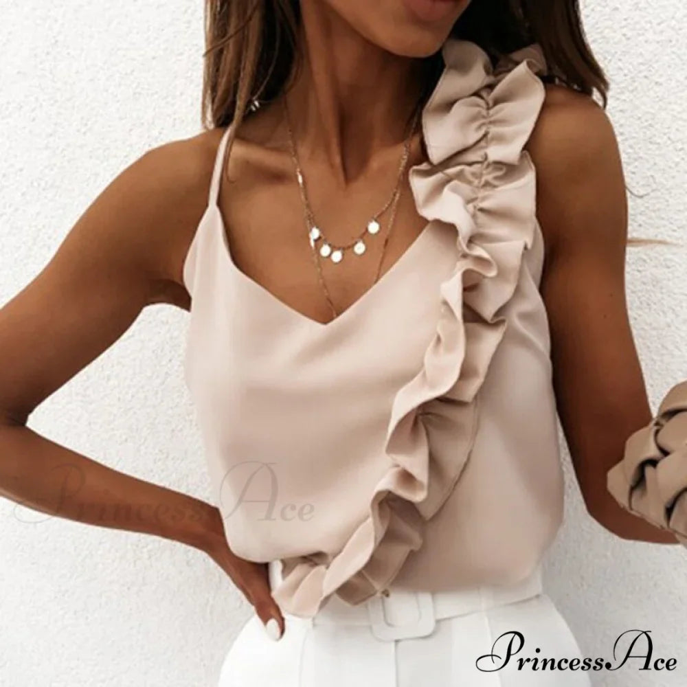 Sexy V Neck Ruffle Blouses