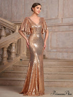 Sexy V-neck Sequins Mermaid Party Dress