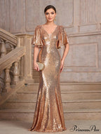 Sexy V-neck Sequins Mermaid Party Dress