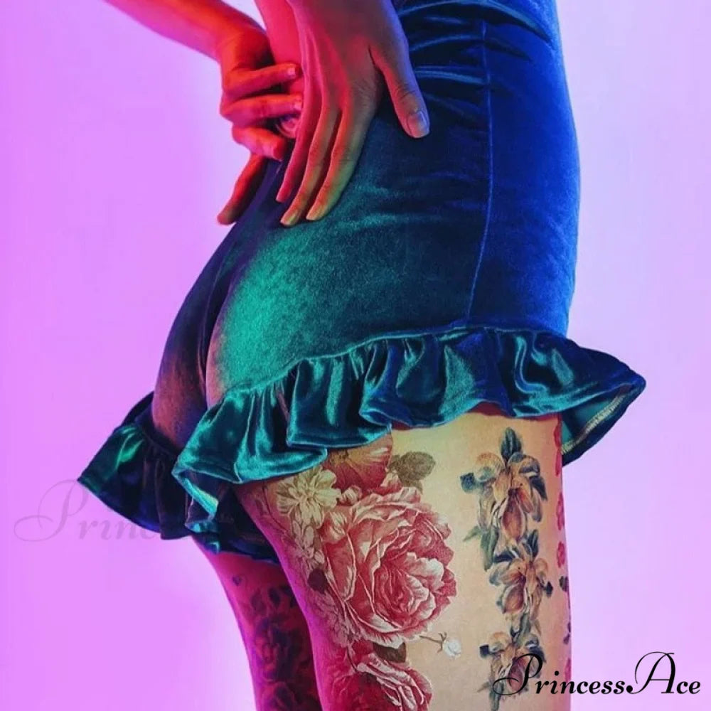 Sexy Velvet Elastic High Waist Vintage Mini Hot Short