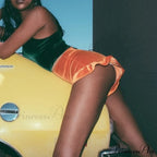 Sexy Velvet Elastic High Waist Vintage Mini Hot Short