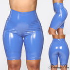 Sexy Wet Look PU Leather Shorts