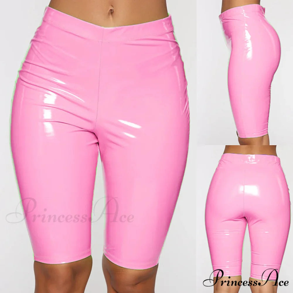 Sexy Wet Look PU Leather Shorts