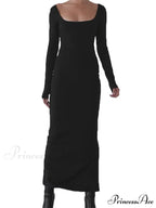 Sexy Women Backless Hollow Out Criss-cross Tie-up Sleeve Black Solid Slim Fit Party Vestidos