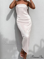 Sexy Women Ruched Tube Strapless Off Shoulder Bodycon Solid Color Summer Party Female Vestidos