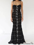 Sexy Women Sleeveless Casual Sling Spaghetti Strap See Through Tie-up Sexy Y2K Party Vestidos