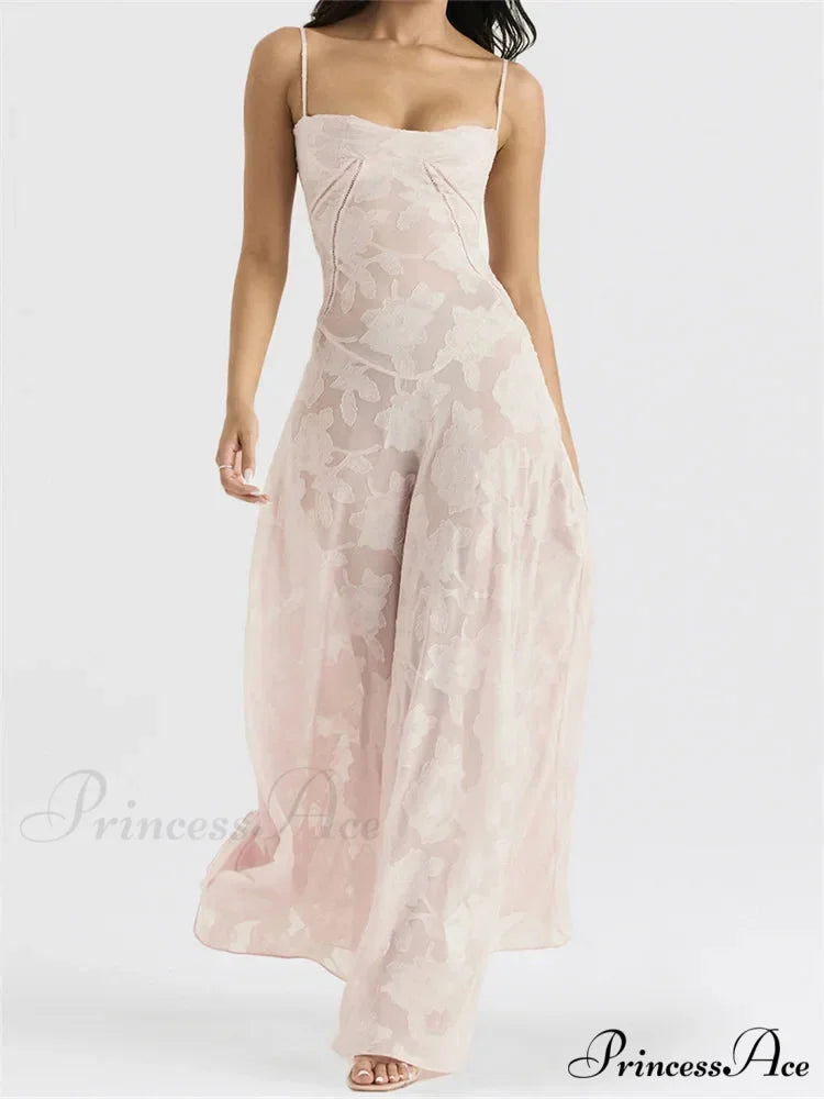 Sexy Women Sleeveless Spaghetti Strap Sling Lace Floral Backless Criss-cross Tie-up Summer Vestidos