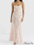 Sexy Women Sleeveless Spaghetti Strap Sling Lace Floral Backless Criss-cross Tie-up Summer Vestidos