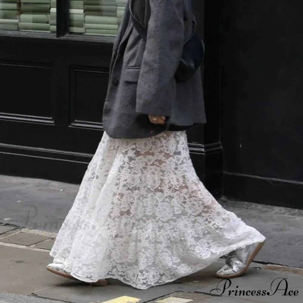 Sheer A-Line Antique Floral Transparent Skirt
