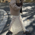 Sheer A-Line Antique Floral Transparent Skirt