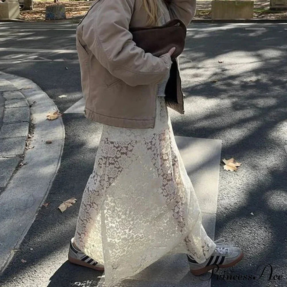 Sheer A-Line Antique Floral Transparent Skirt