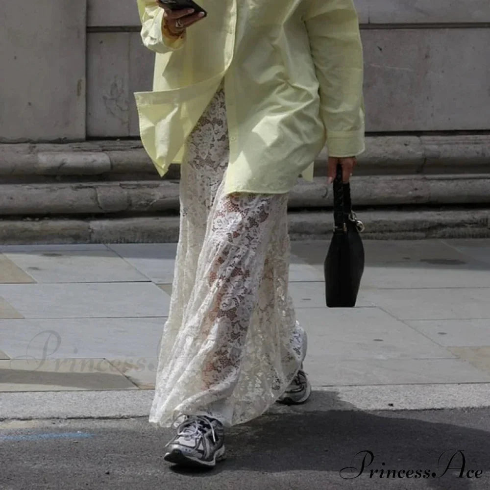 Sheer A-Line Antique Floral Transparent Skirt