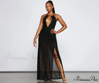 Sheer Appeal High Charming Slit Halter Dress