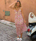 Sheer Blossom Lace Strap Bohemian Dress