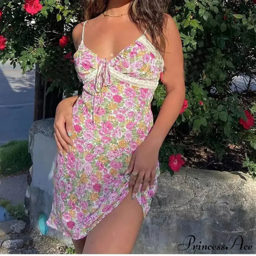 Sheer Blossom Lace Strap Bohemian Dress