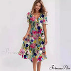 Sheer Blossom Pattern Plunging Neckline Dress