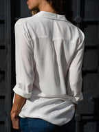 Sheer Collar Baggy Work Blouse