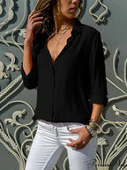 Sheer Collar Baggy Work Blouse